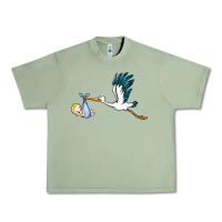 Oil Green stork with baby boy Urban Heavy Tee - BarkalooDesign