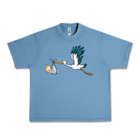 Pebble Blue stork with baby boy Urban Heavy Tee - BarkalooDesign