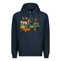 Navy fall farm animals truck nancy Premium Hoodie - NancyCooperArtShop