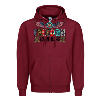 Burgundy freedom john Zipper Hoodie - CowhideDigitalArt