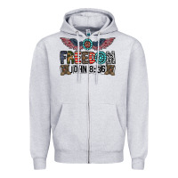 Heather Grey freedom john Zipper Hoodie - CowhideDigitalArt