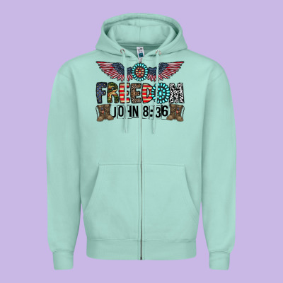 Freedom John Zipper Hoodie Designed By Cowhidedigitalart