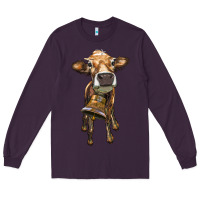 Plum heifer cow with cow bell Long Sleeve Tee - RanaPortraitStore