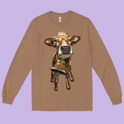 Heifer Cow With Cow Bell Long Sleeve Tee Designed By Ranaportraitstore