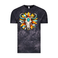 Cloud Black Western bull skull sunflower Vintage Tee - MaliasSmallBusiness