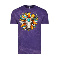 Cloud Purple Western bull skull sunflower Vintage Tee - MaliasSmallBusiness
