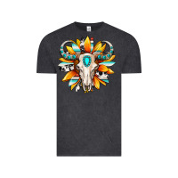 Vintage Black Western bull skull sunflower Vintage Tee - MaliasSmallBusiness