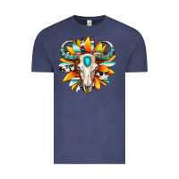 Vintage Denim Western bull skull sunflower Vintage Tee - MaliasSmallBusiness