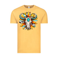 Vintage Mustard Western bull skull sunflower Vintage Tee - MaliasSmallBusiness