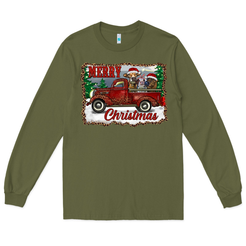 Christmas Truck With Cows Long Sleeve Tee by RanaPortraitStore | Teevron