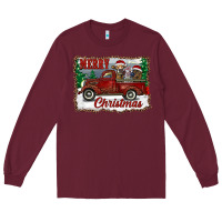 Burgundy christmas truck with cows Long Sleeve Tee - RanaPortraitStore