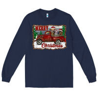 Navy christmas truck with cows Long Sleeve Tee - RanaPortraitStore