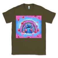 Army Green stitch rainbow Classic Tee - Zillion Design Studio