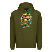 Army Green Indiana Map Sunflower Cactus Serape Premium Hoodie - RanaPortraitStore