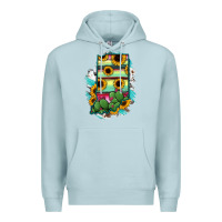 Blue Mist Indiana Map Sunflower Cactus Serape Premium Hoodie - RanaPortraitStore