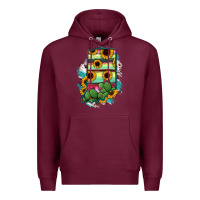 Burgundy Indiana Map Sunflower Cactus Serape Premium Hoodie - RanaPortraitStore