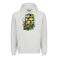 Dove Grey Indiana Map Sunflower Cactus Serape Premium Hoodie - RanaPortraitStore