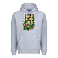 Heather Grey Indiana Map Sunflower Cactus Serape Premium Hoodie - RanaPortraitStore