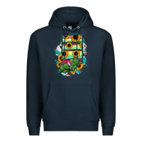 Navy Indiana Map Sunflower Cactus Serape Premium Hoodie - RanaPortraitStore