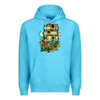 Ocean Blue Indiana Map Sunflower Cactus Serape Premium Hoodie - RanaPortraitStore