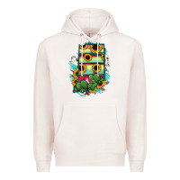 Pale Pink Indiana Map Sunflower Cactus Serape Premium Hoodie - RanaPortraitStore