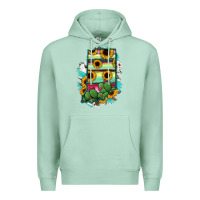 Seafoam Indiana Map Sunflower Cactus Serape Premium Hoodie - RanaPortraitStore