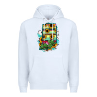White Indiana Map Sunflower Cactus Serape Premium Hoodie - RanaPortraitStore