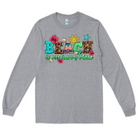 Heather Grey beach is my happy place Long Sleeve Tee - AdoDesignShop