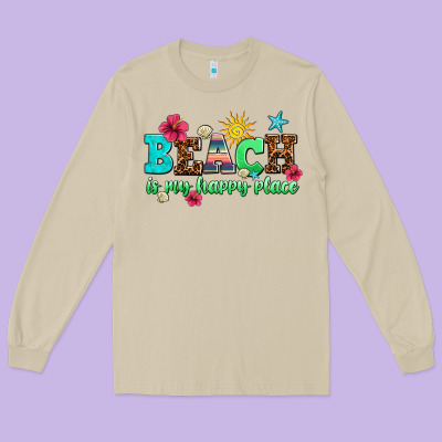 Beach Is My Happy Place Long Sleeve Tee Designed By Adodesignshop