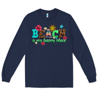 Navy beach is my happy place Long Sleeve Tee - AdoDesignShop