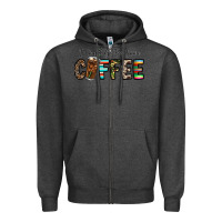 Charcoal Heather i could go for some coffee Zipper Hoodie - CowhideDigitalArt