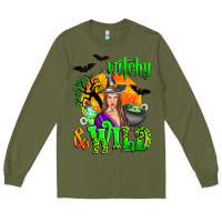 Army Green witchy and wild Long Sleeve Tee - Zillion Design Studio
