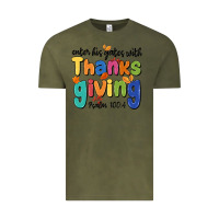 Vintage Olive enter his gates with thanksgiving psalm 100 4 Vintage Tee - MaliasSmallBusiness