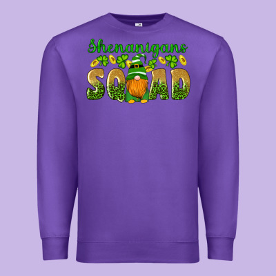 Shenanigans Squad Gnomes Shamrock Gold Leopard Glitter Premium Sweatshirt Designed By Artiststas