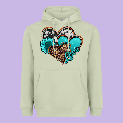 Love Turquoise Hearts Heavyweight Hoodie Designed By Jasminsmagicworld