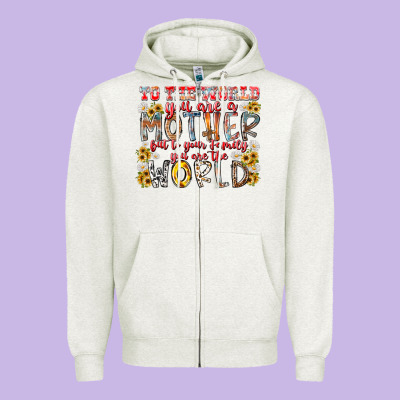 Mother World Zipper Hoodie Designed By Racoondesign