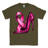 Army Green Breast Cancer Ribbon and Heels Classic Tee - texasbilliewilder