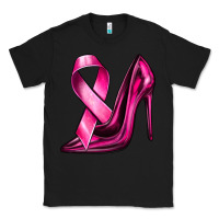 Black Breast Cancer Ribbon and Heels Classic Tee - texasbilliewilder