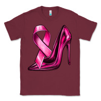 Burgundy Breast Cancer Ribbon and Heels Classic Tee - texasbilliewilder