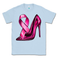 Dusty Blue Breast Cancer Ribbon and Heels Classic Tee - texasbilliewilder