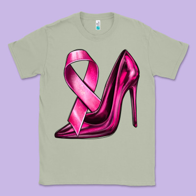 Breast Cancer Ribbon And Heels Classic Tee Designed By Texasbilliewilder