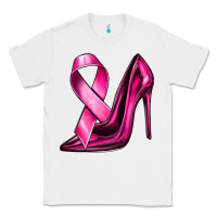 White Breast Cancer Ribbon and Heels Classic Tee - texasbilliewilder