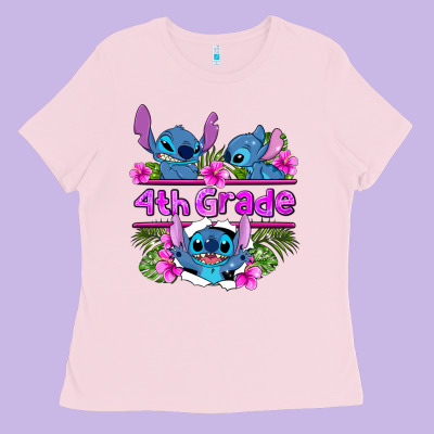 Preview Flower Stitch  4th Grade Ladies Tee Designed By Adodesignshop
