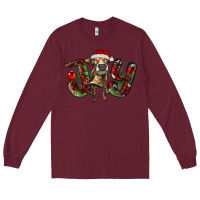 Burgundy christmas joy with heifer Long Sleeve Tee - RanaPortraitStore