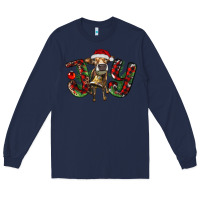 Navy christmas joy with heifer Long Sleeve Tee - RanaPortraitStore