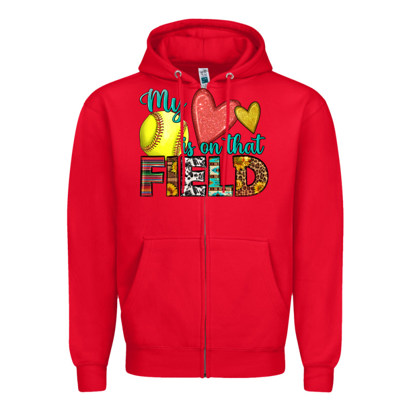 My Heart Is On That Field Softball Zipper Hoodie by HRA Design Shop | Teevron