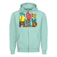 Seafoam my heart is on that field softball Zipper Hoodie - HRA Design Shop