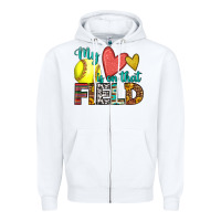White my heart is on that field softball Zipper Hoodie - HRA Design Shop