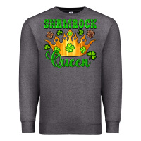 Charcoal Heather shamrock queen crown leopard glitter Premium Sweatshirt - Artiststas