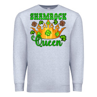 Heather Grey shamrock queen crown leopard glitter Premium Sweatshirt - Artiststas